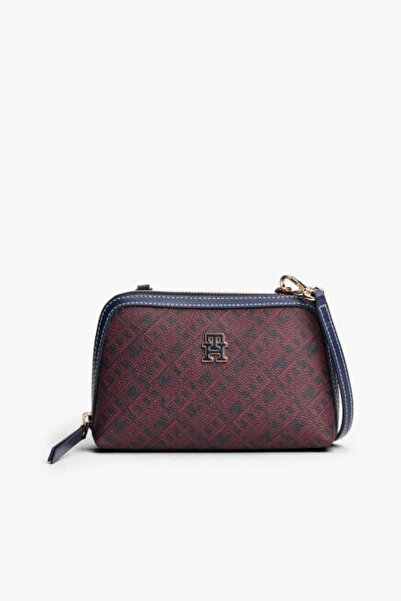 Tommy Hilfiger Kadın Monoplay Çapraz Askılı Çanta - Bordo/Lacivert
