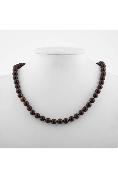 Safnaturel قلادة من حجر الجاسبر التنين الطبيعي مقاس 8 مم مع عقدة