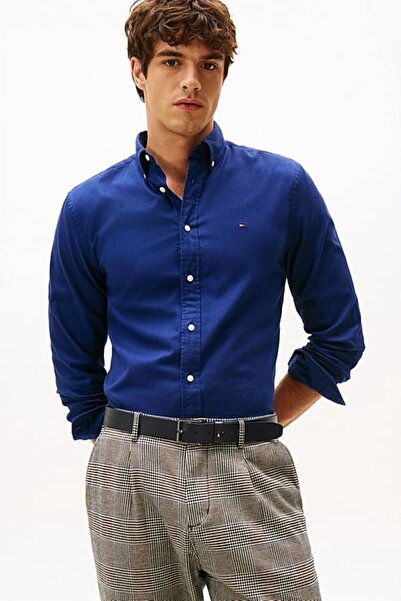 Tommy Hilfiger Erkek Flex Flannel Regular Fit Gömlek - Mavi