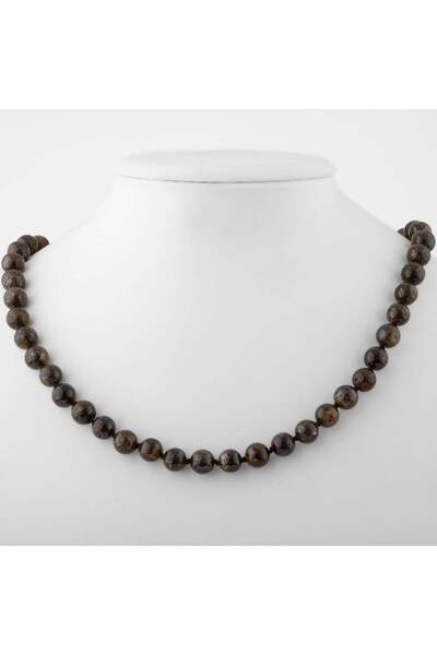 Safnaturel قلادة من الحجر الطبيعي بعقدة 8 ملم من البرونزيت