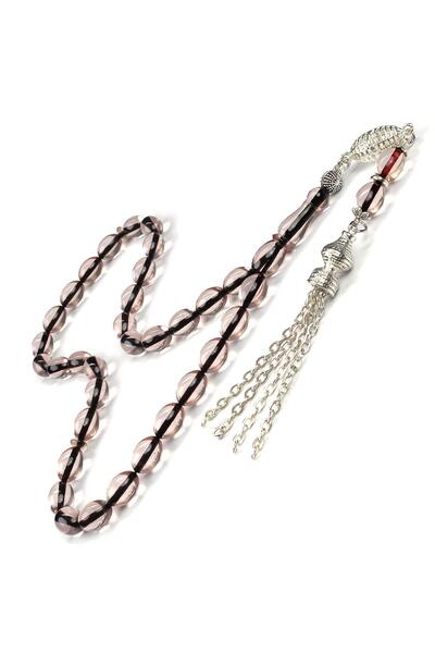 TESBİHCİBABA سبحة عنبر شفافة بلون فايزيون بتأثير التموجات