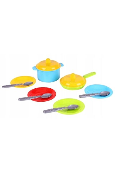 TEDDIES set de tacâmuri de bucătărie pentru copii, 4 farfurii, 4 linguri, multicolor