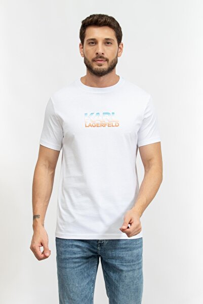 Karl Lagerfeld Erkek Bisiklet Yaka T-Shirt Beyaz