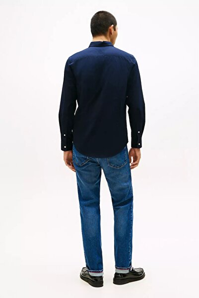 Tommy Hilfiger Erkek Slim Fit Flex Poplin Kent Collar Gömlek - Lacivert