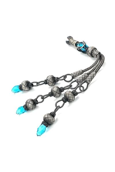 TESBİHCİBABA Turquoise Zircon Stone Hand Knitted Kazaz Prayer Beads Tassel