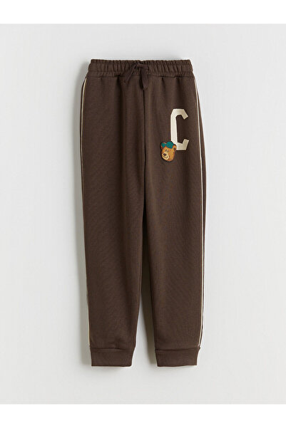 LC Waikiki Καφέ με τύπωμα Αγόρια Χοντρό Φούτερ Τζόγκερ