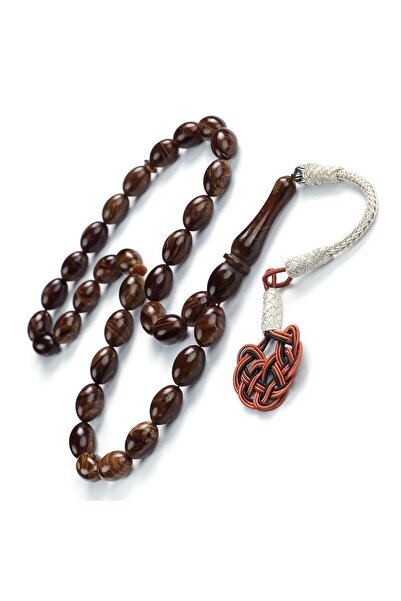 TESBİHCİBABA Mărgele de rugăciune din chihlimbar maro perlat Bafon Kazaz