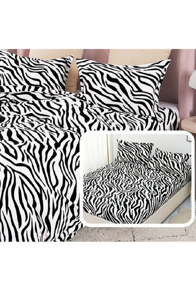 Talis Double Bed Linen with Elastic 180x200 cm, Zebra Pieces, Cocolino