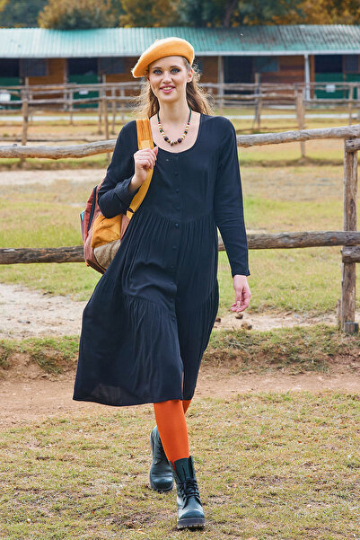 Los banditos Φόρεμα με μακρύ μανίκι με λεπτομέρεια με κουμπιά με λαιμόκοψη