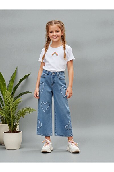 ASL GOLF CLUB Pantaloni din denim elastic bumbac 100% cu model de inimă pentr...