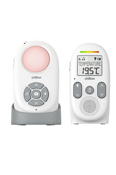 Chillax جهاز مراقبة الأطفال الرقمي المتقدم CB360 المزود بشاشة LCD ومستشعر درجة الحرارة وضوء ليلي وشحن