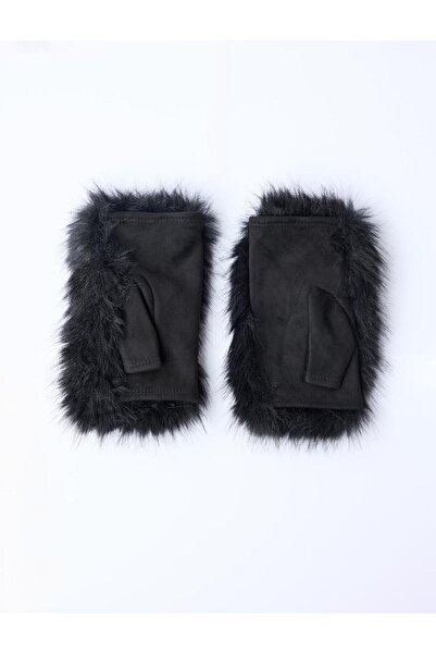 Jimmy Key Black Plush Detailed Gloves