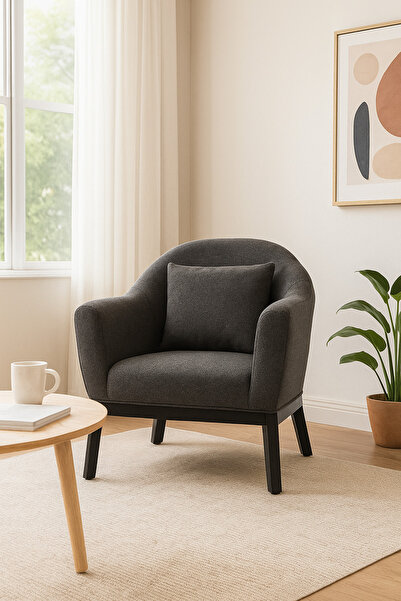 MARIA HOMES كرسي بذراعين من القماش باللون الرمادي الداكن - كرسي استرخاء عصري ...