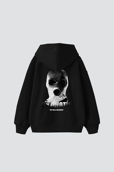 Sekizbiraltı Psychotic με τύπωμα oversized Unisex Μαύρο φούτερ με κουκούλα