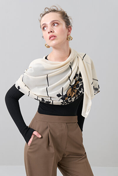 Roman Desenli Şifon Empirme Şal Standart Renk K2584101_089