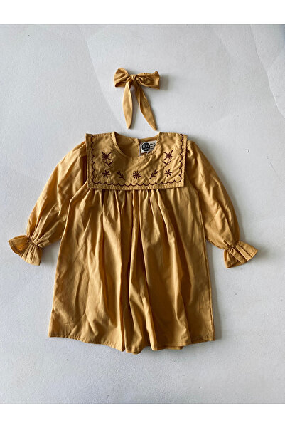 RG Brand Girl's 100% Cotton Dress with Collar Detail - Headband 2-Piece Set_Rg1712