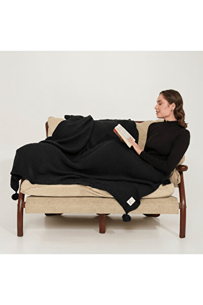 Miespiga Coco Rice Knitted Pompom Knitwear Tv Blanket Throw Sofa Shawl