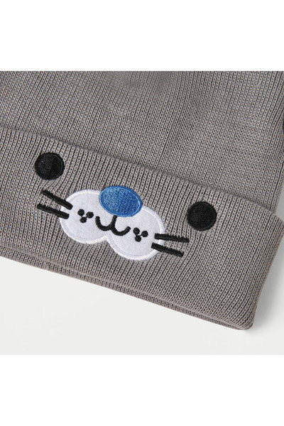 Juniors Animal Face Embroidered Beanie Cap