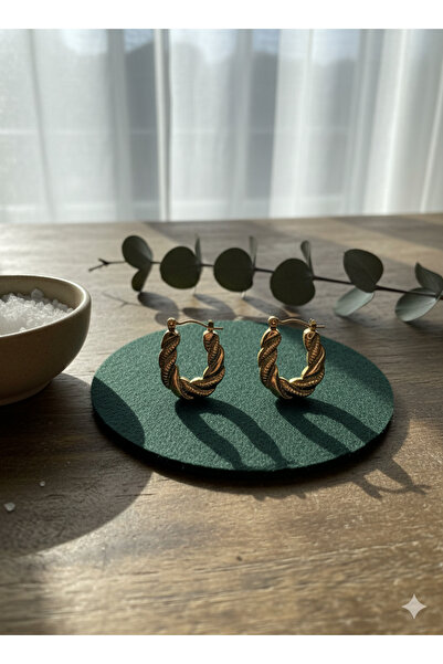 NevoAccessory أقراط نسائية من الفولاذ على شكل حلقة ذهبية اللون