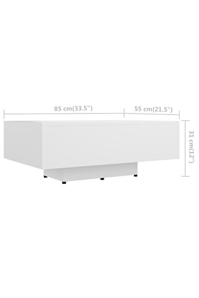 vidaxl Coffee Table White 85x55x31 cm Engineered Wood
