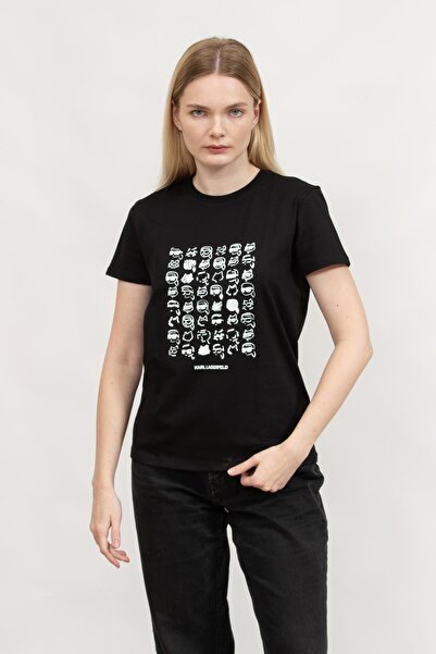 Karl Lagerfeld Kadın Bisiklet Yaka T-Shirt Siyah