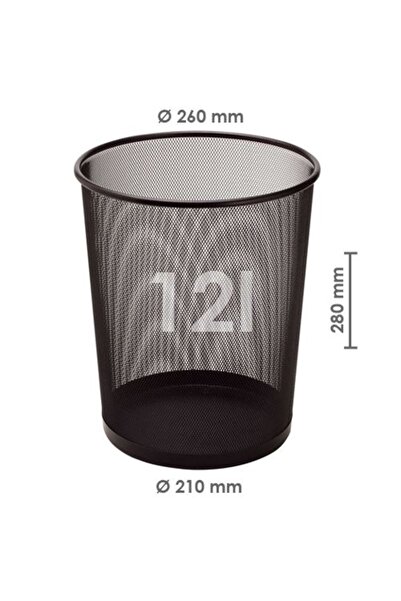 Bigpoint | Metal Perfore Çöp Kovası, Büyük Boy, Siyah, 12 Litre, Paslanmaz Metal