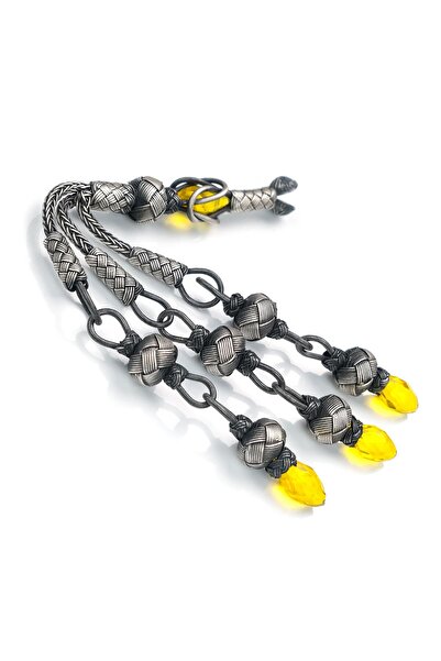 TESBİHCİBABA Yellow Zircon Stone Hand Knitted Kazaz Prayer Beads Tassel