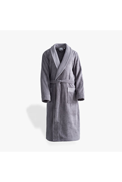 Green Black Lara Men's Bathrobe 100% Cotton Jacquard Dark Gray