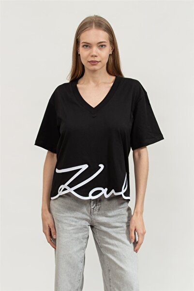 Karl Lagerfeld Kadın Bisiklet Yaka T-Shirt