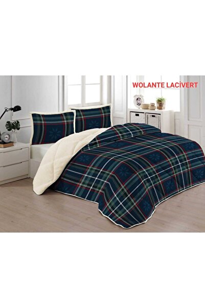 Bella Home طقم لحاف مزدوج - 220x240 سم - حقيبة أصلية من البي في سي فولانتي باللون الأزرق الداكن