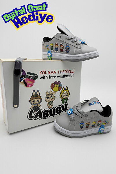 İMVULA Children's Shoes Labubu Patterned Children's Shoes with Digital Watch Gift