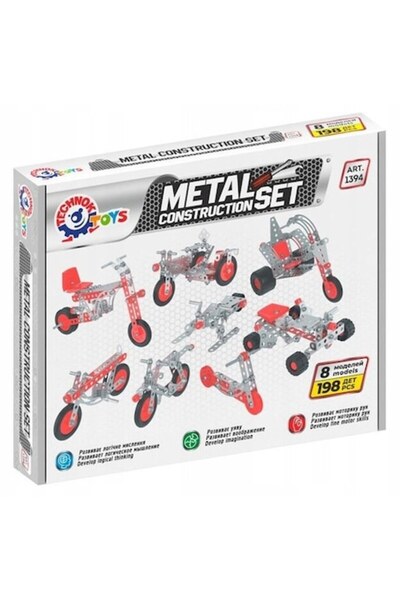 Technok construction set, metal cars, 198 pieces, for children 5 years+