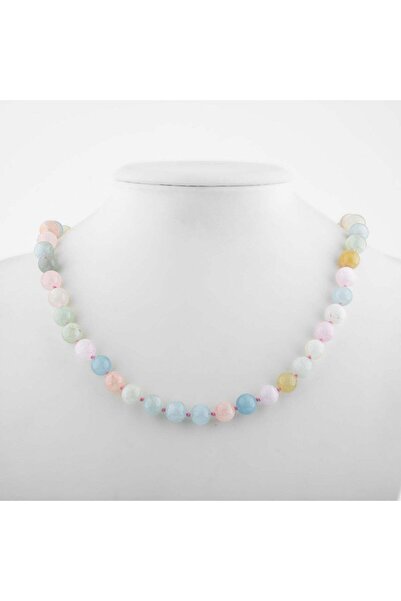 Safnaturel قلادة هيليدور من الحجر الطبيعي بعقدة 8 ملم