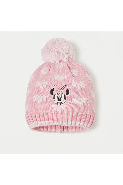Disney Minnie Mouse Embroidered Beanie Cap with Pom Pom Detail
