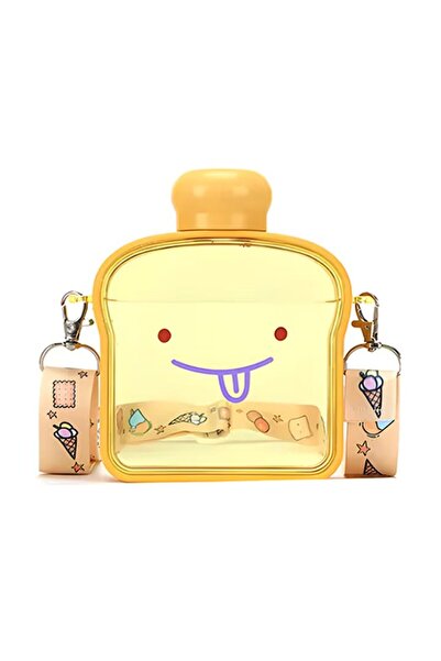 MACVI ® Kids Water Bottle – Toast Shape, 380 ml, BPA-Free, Leak-Proof, Adjustable Strap, Yellow