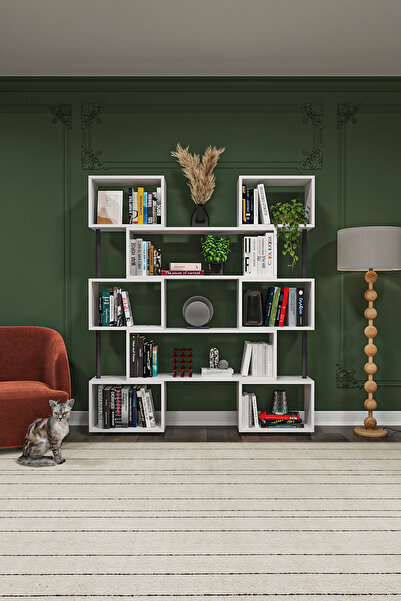 Asra Trend asratrend DK-02 Dekoratif Modern Kitaplık – Duvar/Köşe Modüler Şık Tasarım, Salon & Ofis Kitaplığı