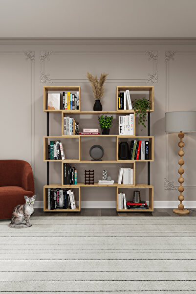 asratrend asratrend DK-02 Dekoratif Modern Kitaplık – Duvar/Köşe Modüler Şık ...