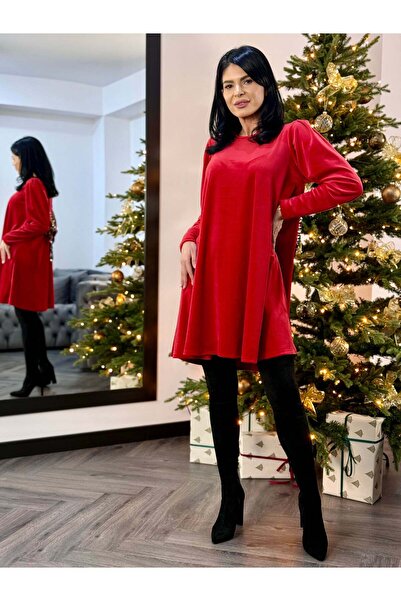 RAMONA BADESCU EXCLUSIVE Rochie damă catifea – rochie scurtă evazată cu mânec...