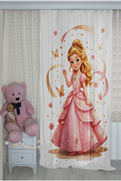 Bebişim Halı Pink Princess Butterfly Double Winged Children's Room Curtain
