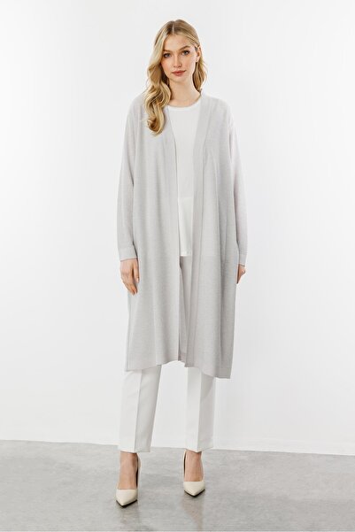 Butik Triko Mutlu Ertan Women's Glitter Knit Cardigan Medium Gray 20168