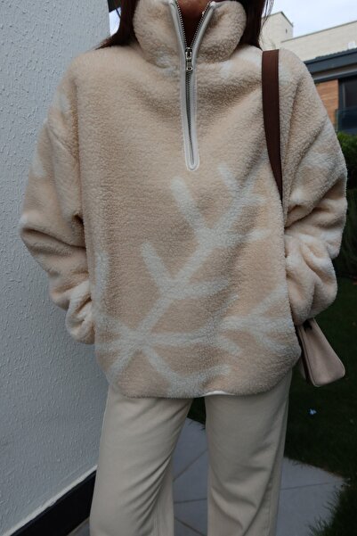 Özge Özgenç Λούτρινο φούτερ με φερμουάρ στο λαιμό