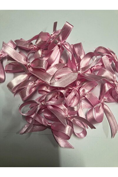Organizasyon Pazarı Pink Premium Bow Satin Ribbon 10mm 50 Pieces Balloon Decoration Gift Ornament Cake Decoration Bundle Dowry
