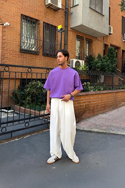 Flaw Wear Basic Purple Oversize T-Shirt