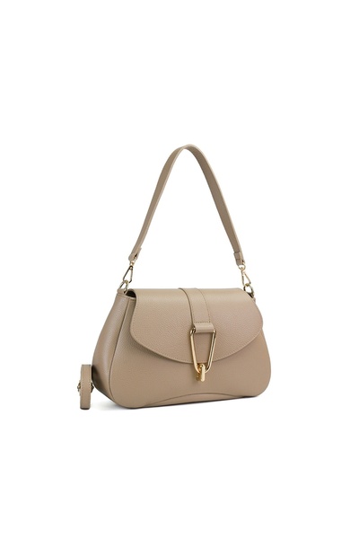 Posete Fagaras Emily Leather Purse - Cream, 1 Compartment, 2 Pockets, 1 Adjustable Strap, 1 Fixed Strap