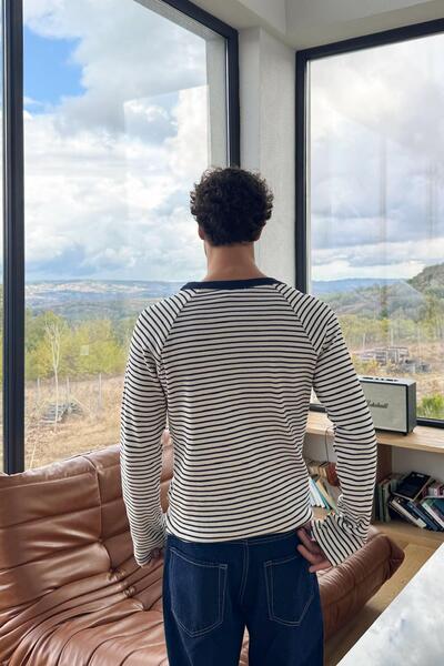 Flaw Wear Buttoned Striped T-Shirt