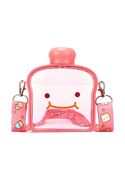 MACVI ® Kids Water Bottle, Toast Shape, 380ml, BPA-Free, Leak-Proof, Adjustable Strap, Pink