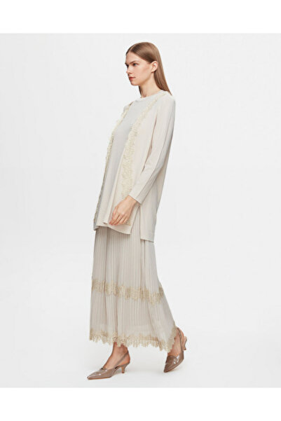 MISS DALIDA T25Y-6034 Dantel Detaylı Düz Renk Triko Tunik 1243-LIGHT MİNT