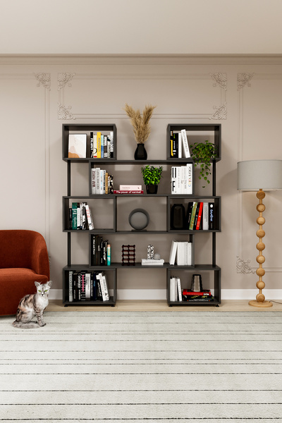 asratrend asratrend DK-02 Dekoratif Modern Kitaplık – Duvar/Köşe Modüler Şık ...