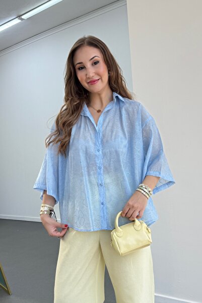 Narferita Romi Desenli Yarım Kol Gömlek