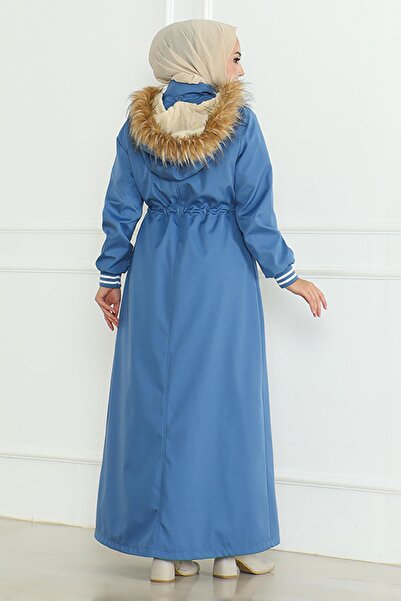 Missvalle Μπλε παλτό με κορδόνια στη μέση 19215